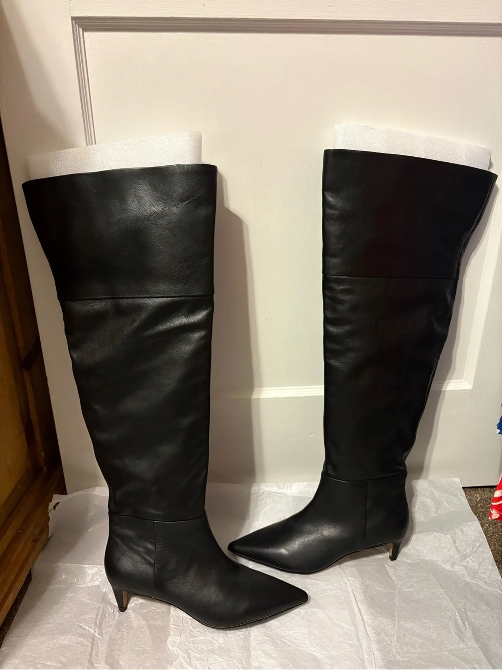 Vince Camuto wide calf, kitten heel leather boots